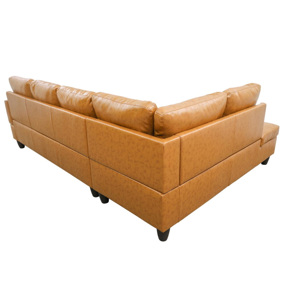 Hommoo Faux Leather Sectional Sofa, 4-Seat L-Shaped Couch, Modern Indoor Living Room Furniture, Apartment, Office, Ginger(Without Ottoman) - Image 4