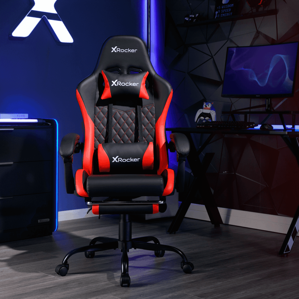 X Rocker Apex PC Gaming Chair with Massage Function and Footrest, Red - Image 3