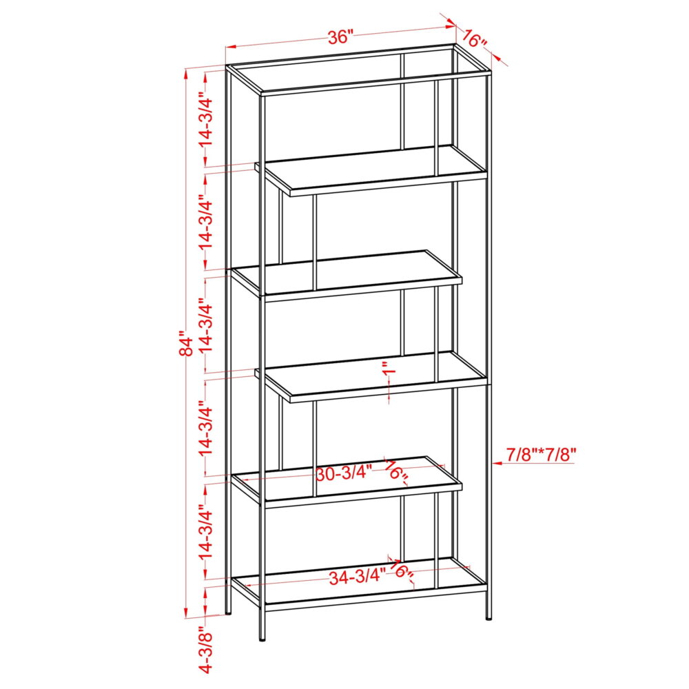 Furniture of America Harper 5-Shelf Bookcase, Black - Image 7