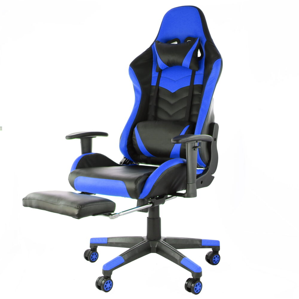 GameFitz  Pleather Gaming Chair in Black and Blue - Image 3