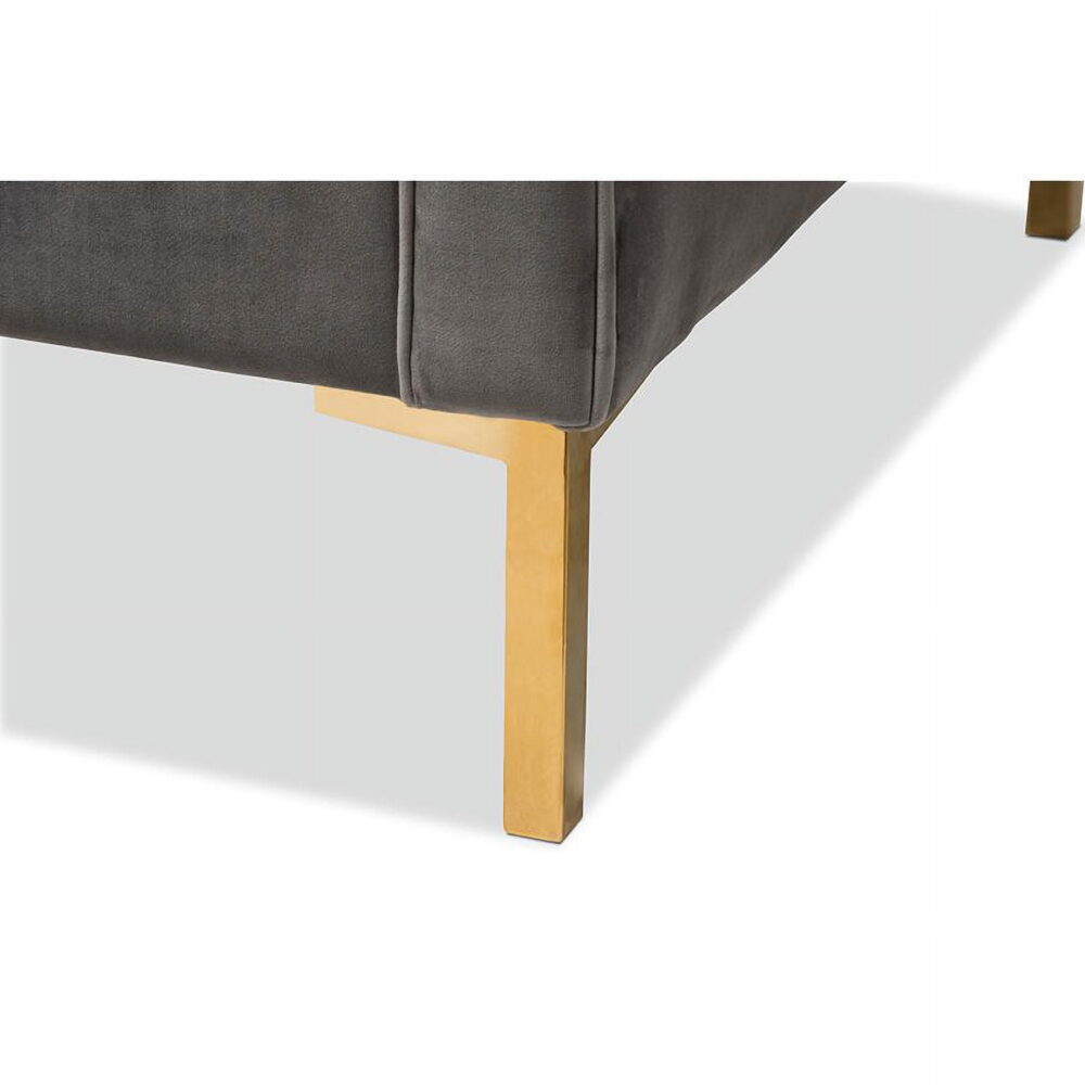Baxton Studio Zanetta Luxe and Glamour Grey Velvet Upholstered Gold Finished Lounge Chair - Image 7