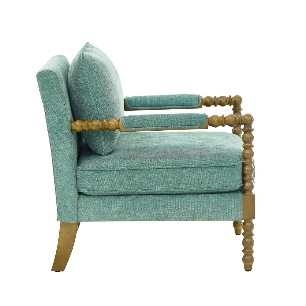 Pioneer Woman Harper Spindle Accent Chair, Jade Fabric Upholstery - Image 7