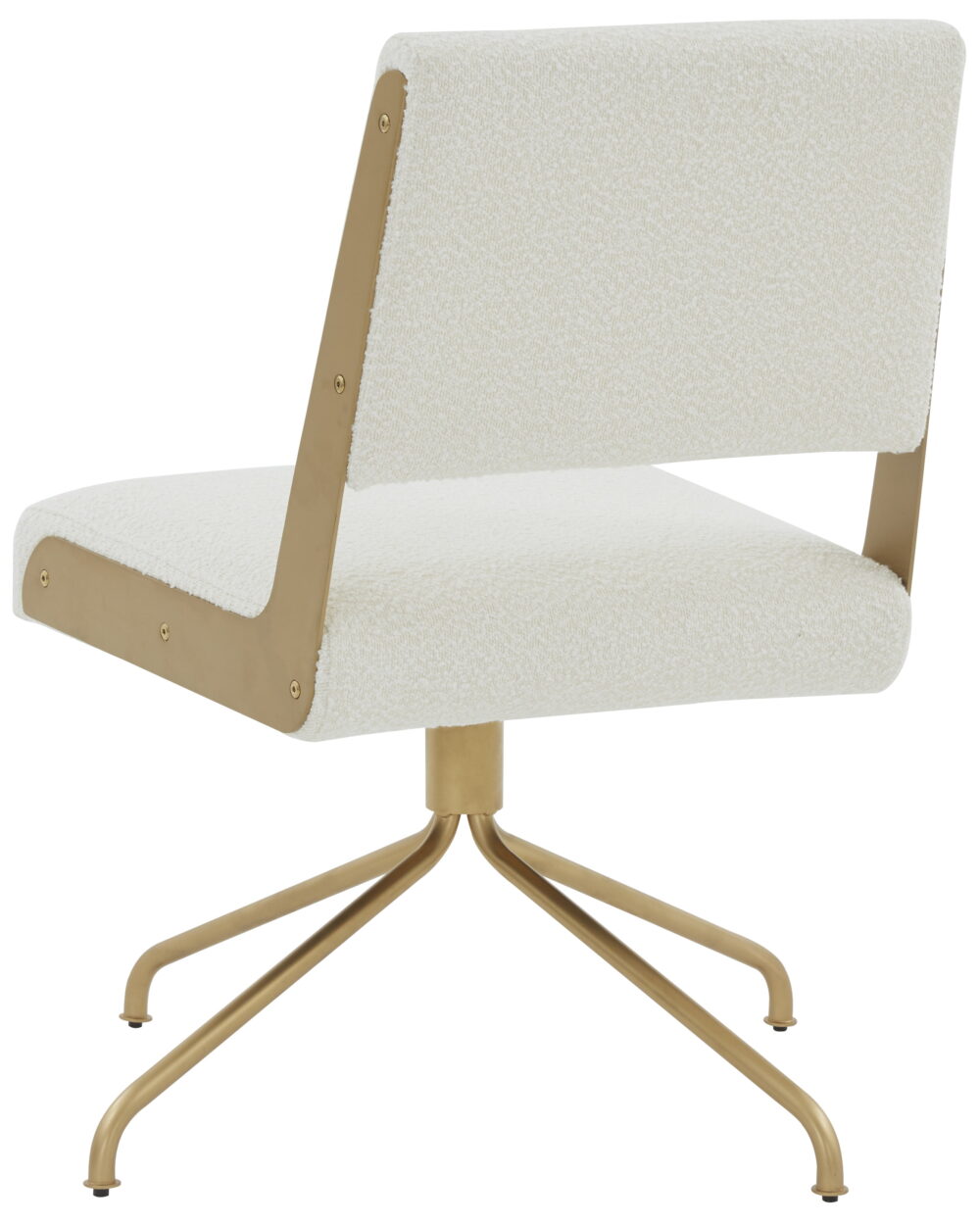 SAFAVIEH Couture Emmeline Boucle Mid Back Swivel Office Chair, Ivory/Gold - Image 2