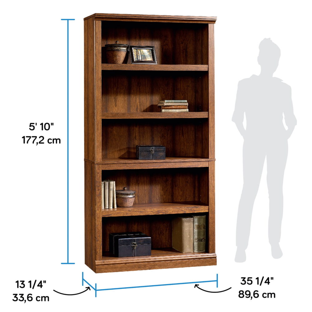 Sauder Select 5 Shelf Bookcase, Washington Cherry Finish - Image 4