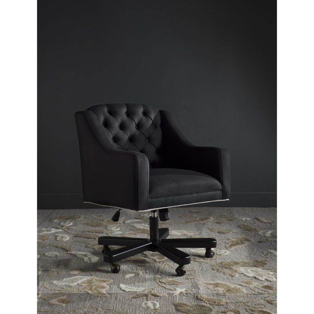 Safavieh  Salazar Adjustable Swivel Black/ Taupe Desk Chair - 25.4" x 26.8" x 35.2" - Image 2