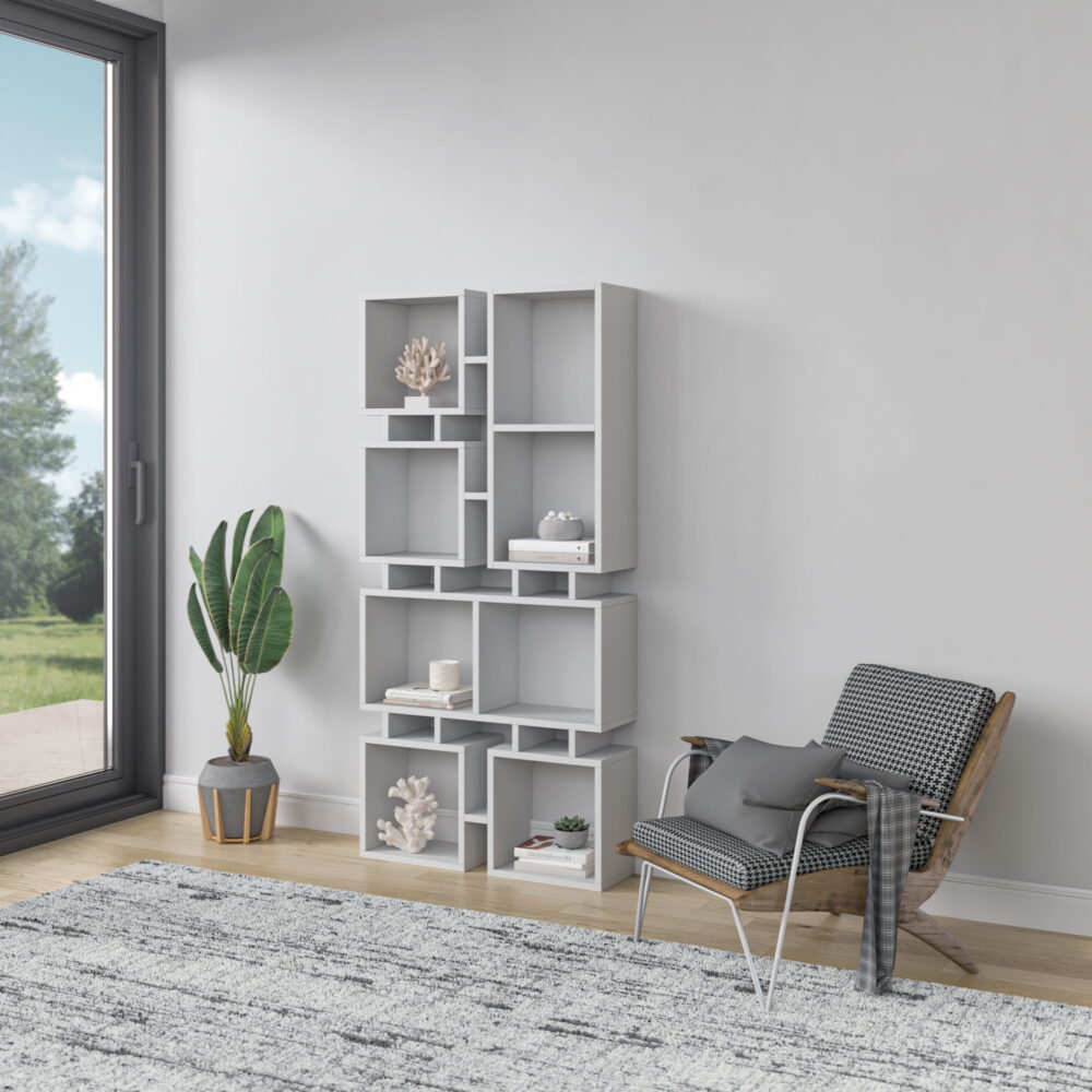Ada Home Decor Furniture 4 Tier Open Shelf White Bancroft Modern Bookcase - Image 2