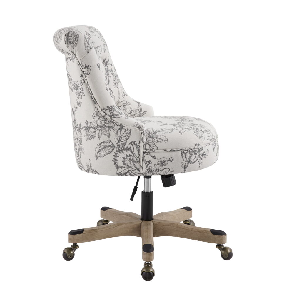Linon Sinclair High Back Office Chair with Adjustable Height, Tilt and Swivel, Graywash/Gray Floral - Image 5