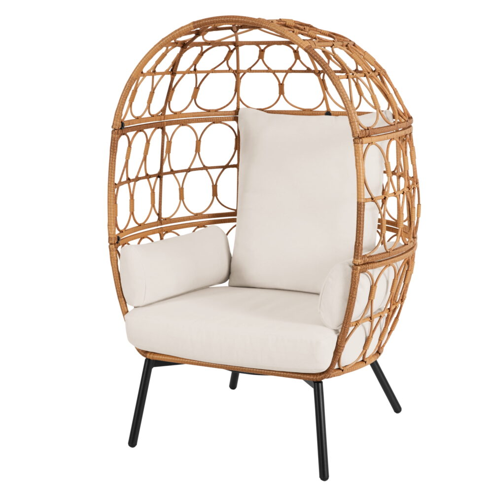 Better Homes & Gardens Willow Sage Steel Wicker Outdoor Egg Chair, Brown - Image 2