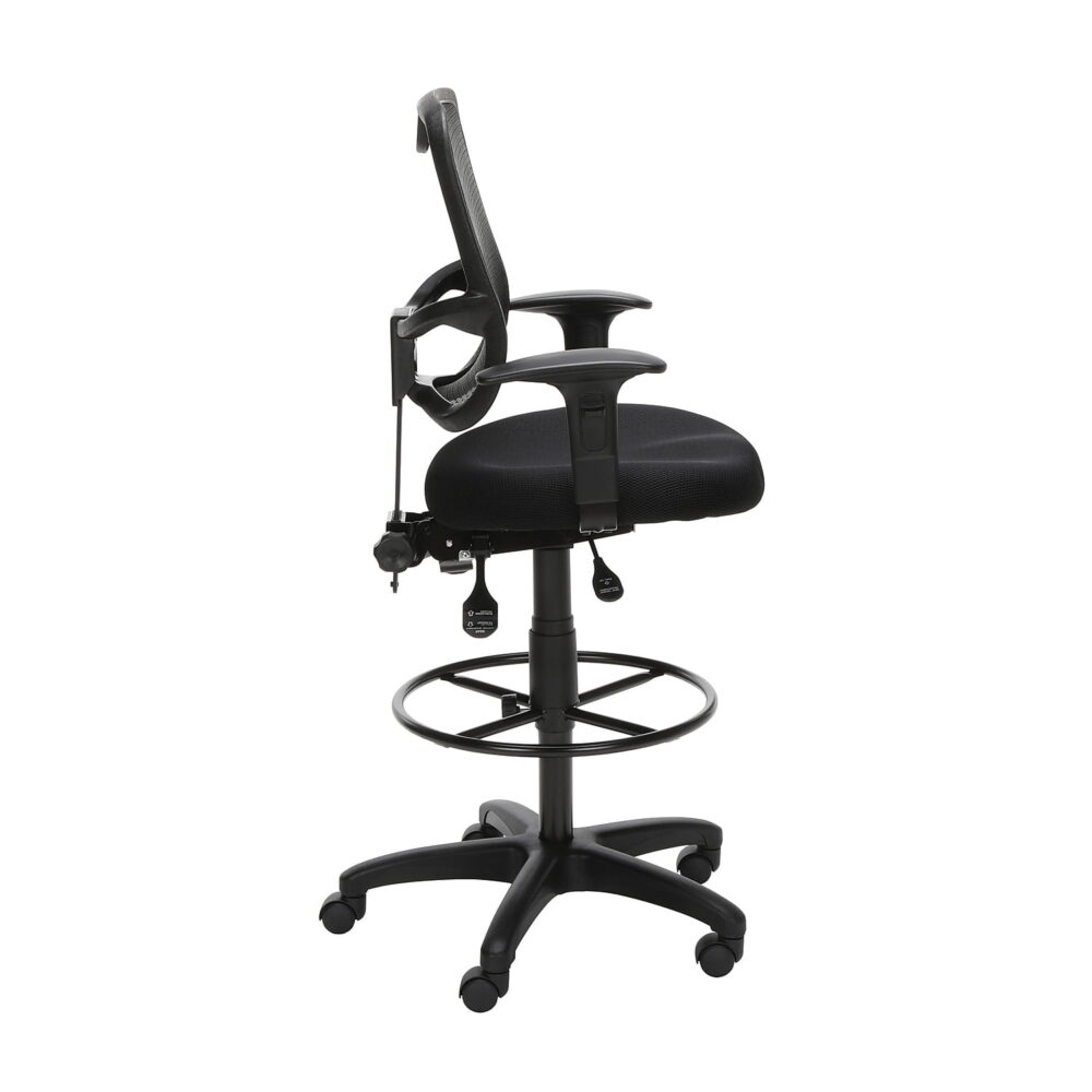 OFM Comfort Series Ergonomic Mesh Swivel Task Chair with Arms and Drafting Kit, Mid Back, in Black (130-AA3-DK-A05) - Image 4