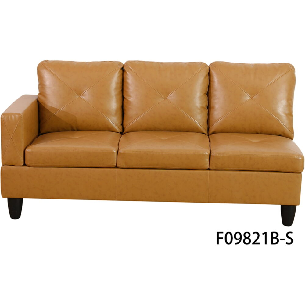 Hommoo Faux Leather Sectional Sofa, 4-Seat L-Shaped Couch, Modern Indoor Living Room Furniture, Apartment, Office, Ginger(Without Ottoman) - Image 6