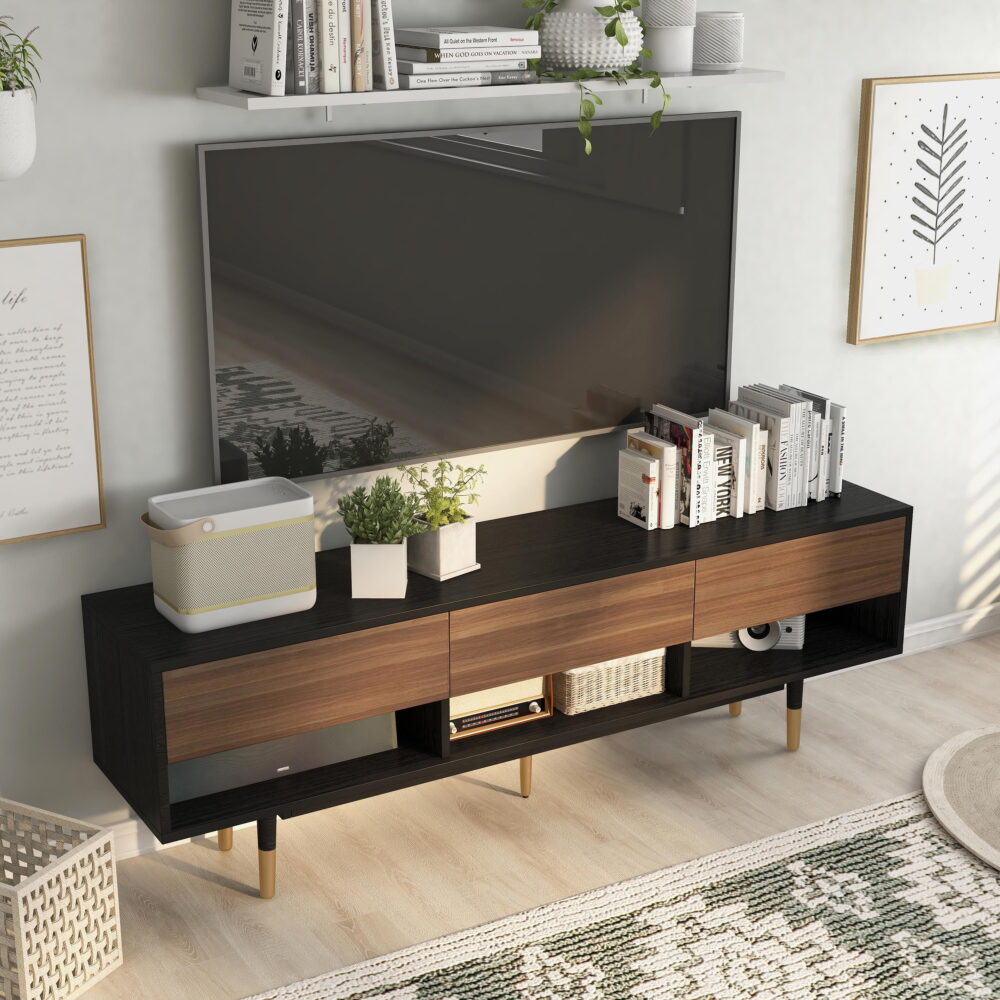 Furniture of America Zuna 3-Drawer TV Stand for TVs up to 70", Black - Image 3