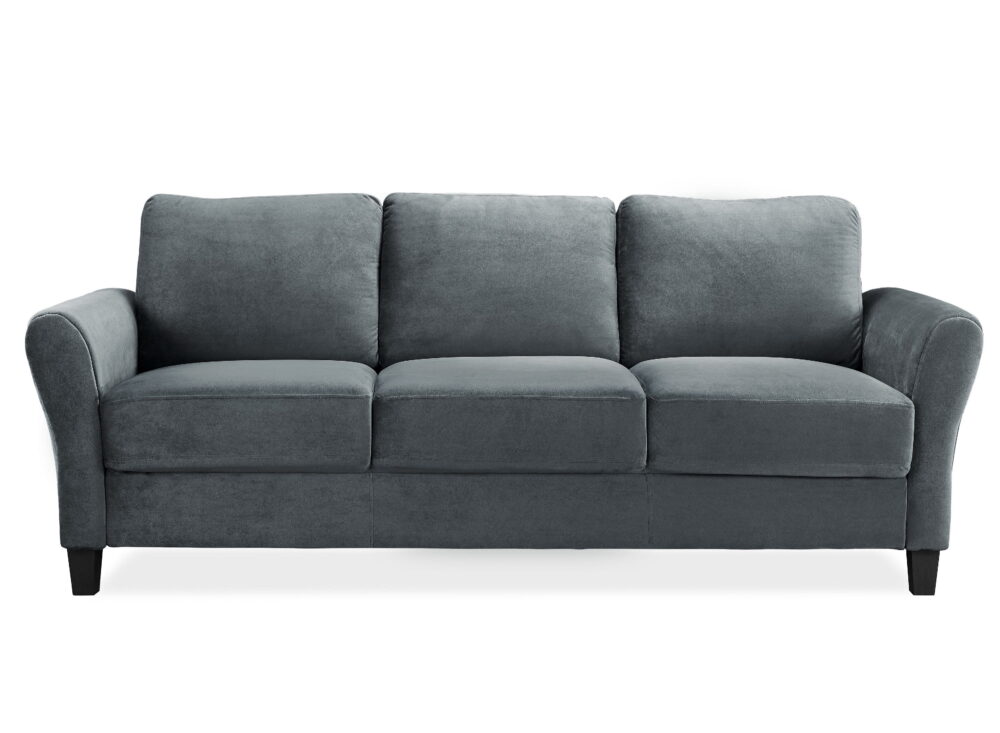 Lifestyle Solutions Alexa Sofa with Rolled Arms, Gray Fabric - Image 4