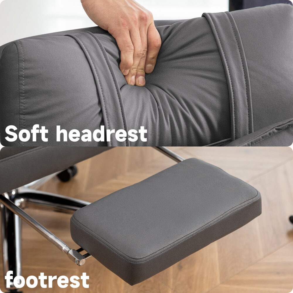Aukfa Swivel Ergonomic Office Chair with Lumbar Support Headrest,155° Reclining Chair,Dark Gray - Image 3