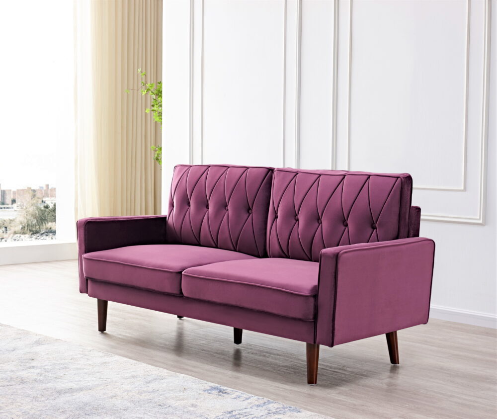 US PRIDE FURNITURE Tufted Cushion Back 69.3 Wide Sofa-Eggplant - Image 3