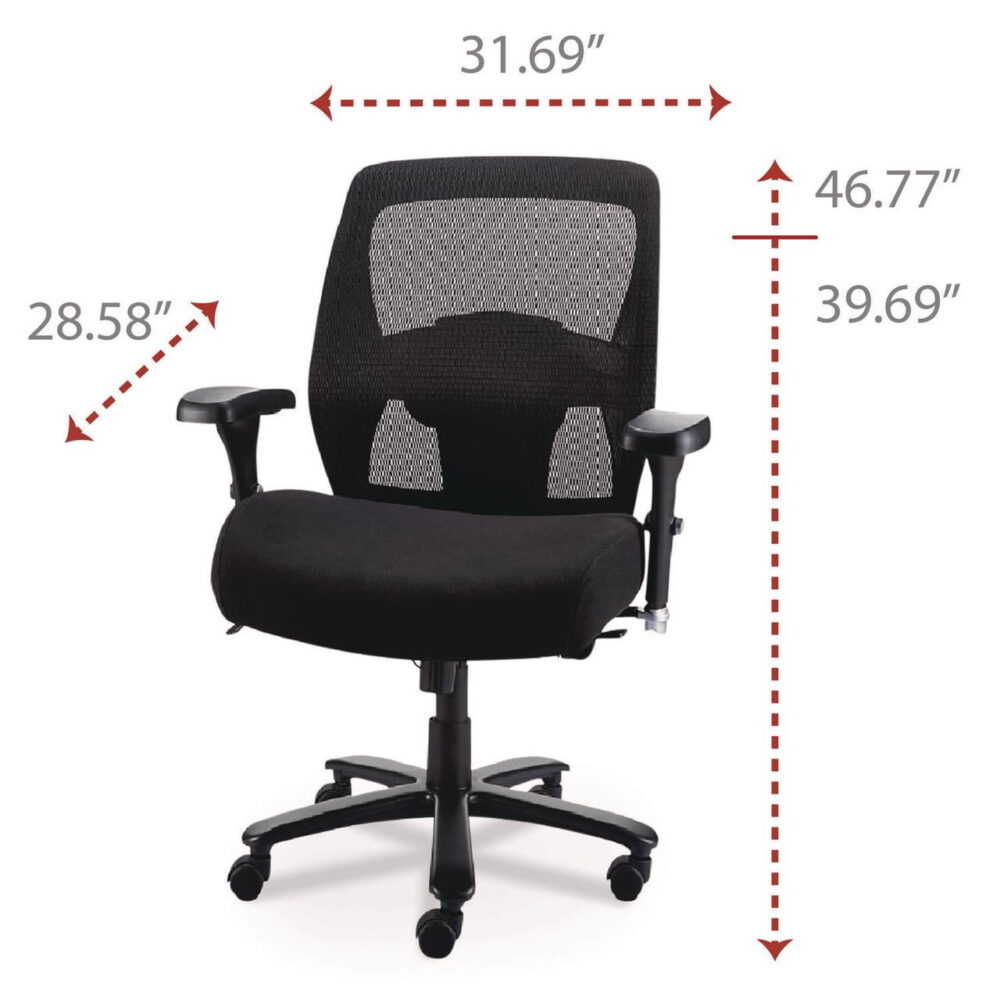 Alera Faseny Series Big and Tall Manager Chair, Supports Up to 400 lbs, 17.48" to 21.73" Seat Height, Black Seat/Back/Base - Image 7