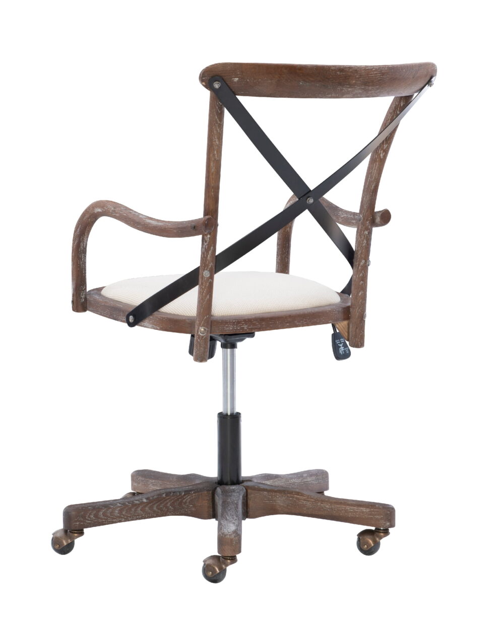 Linon Carson Wood and Metal High Back Indoor Executive Chair, Graywash - Image 7