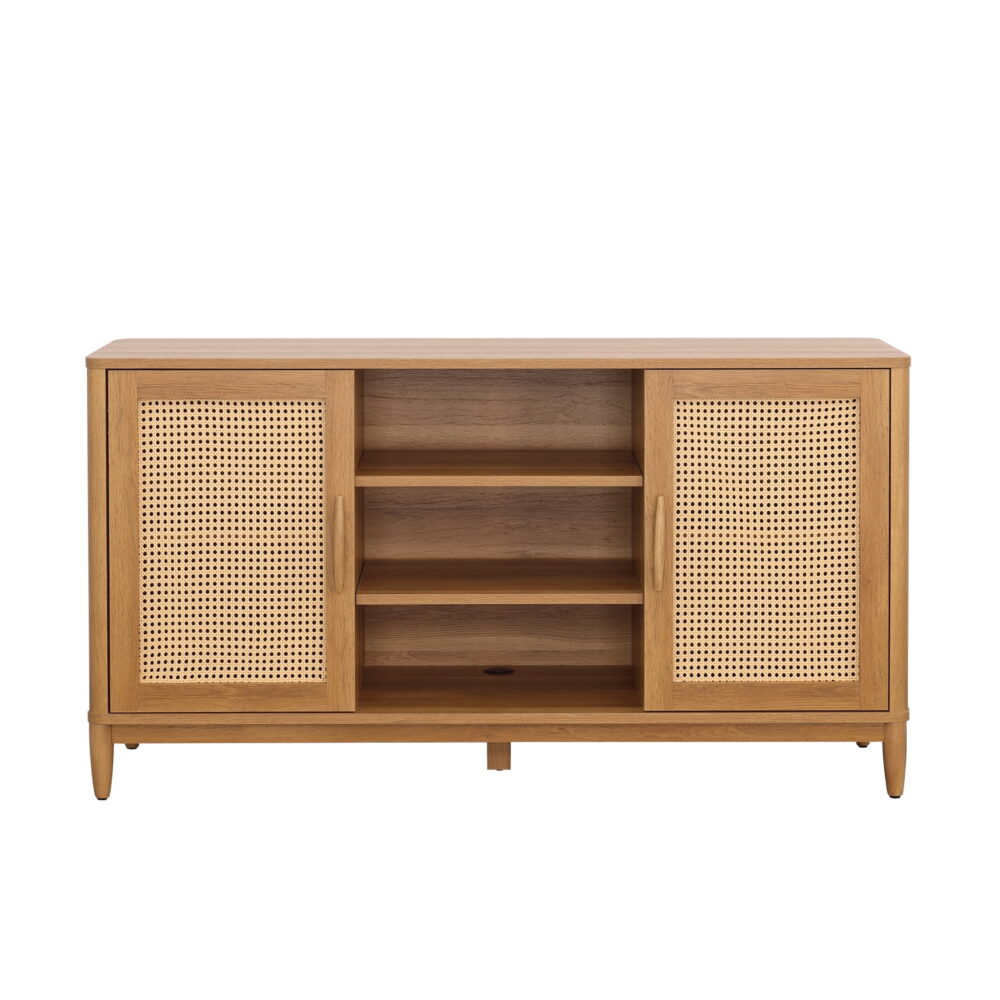 Better Homes & Gardens Springwood Cane TV Stand for TV's up to 65", Light Honey Finish - Image 6