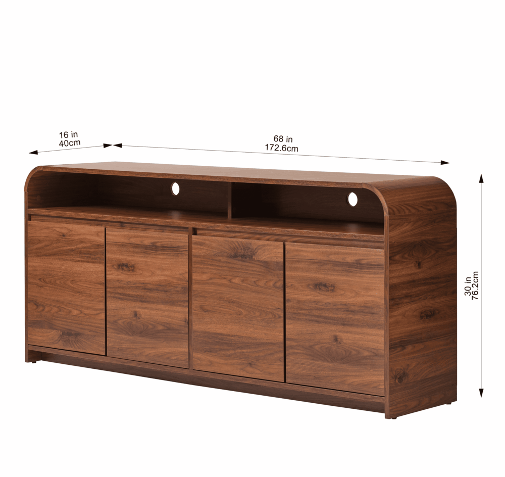 Better Homes & Gardens Juliet Curved TV Stand for TVs up to 75", Walnut Finish - Image 6