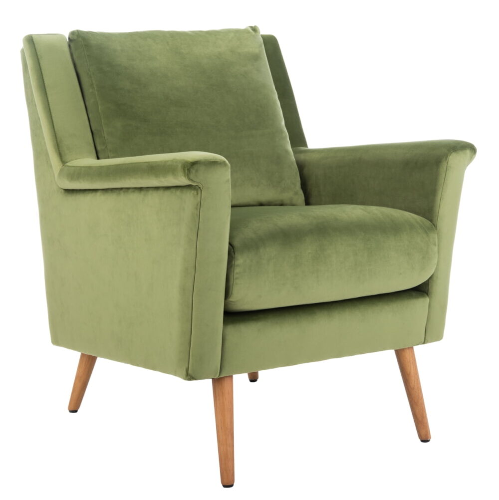 SAFAVIEH Astrid Mid-Century Modern Arm Chair, Olive Velvet - Image 6