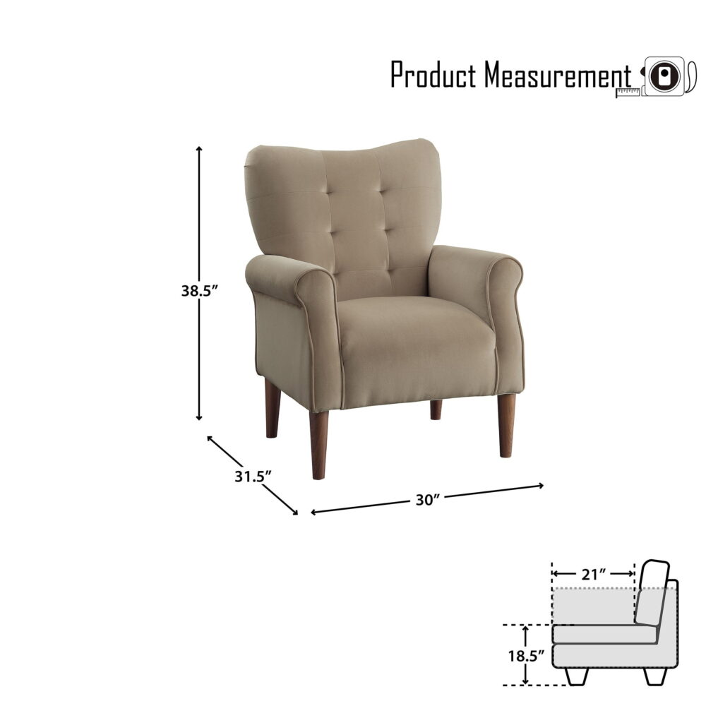 OakvillePark Primrose Velvet Fabric Upholstered Accent Chair, Brown - Image 6