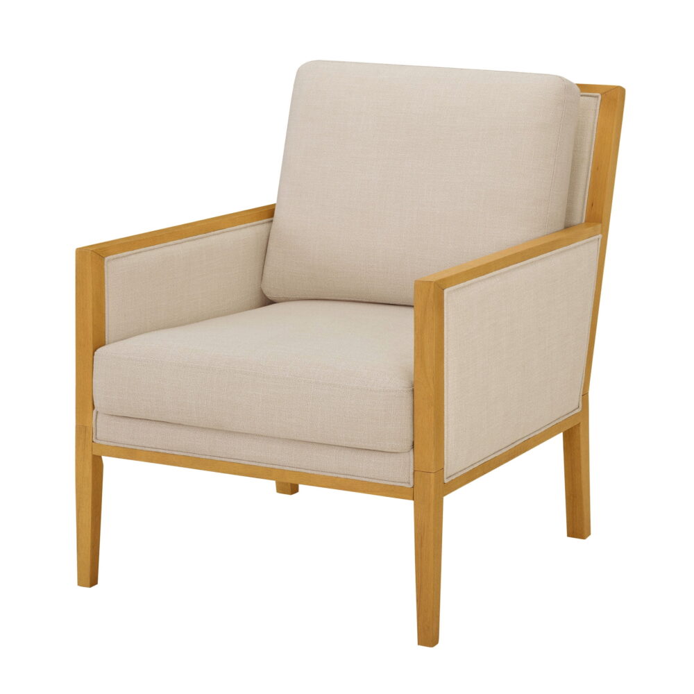 Better Homes & Gardens Windsor Linen Accent Chair, Light Honey Wood - Image 7