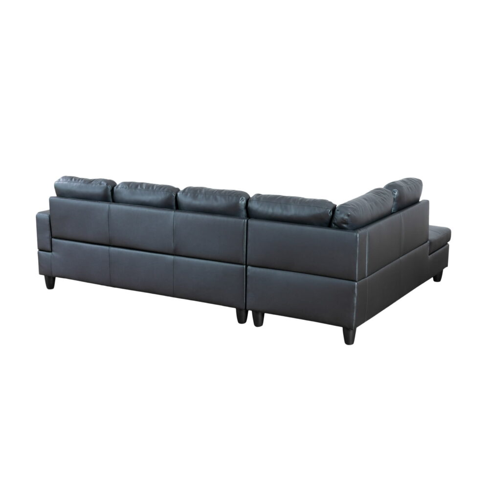 Hommoo 4 Seat Living Room Furniture Sets, Faux Leather Sectional Sofa, Modern L-Shaped Couches and Sofas Set for Home, Black(No Ottomans) - Image 5
