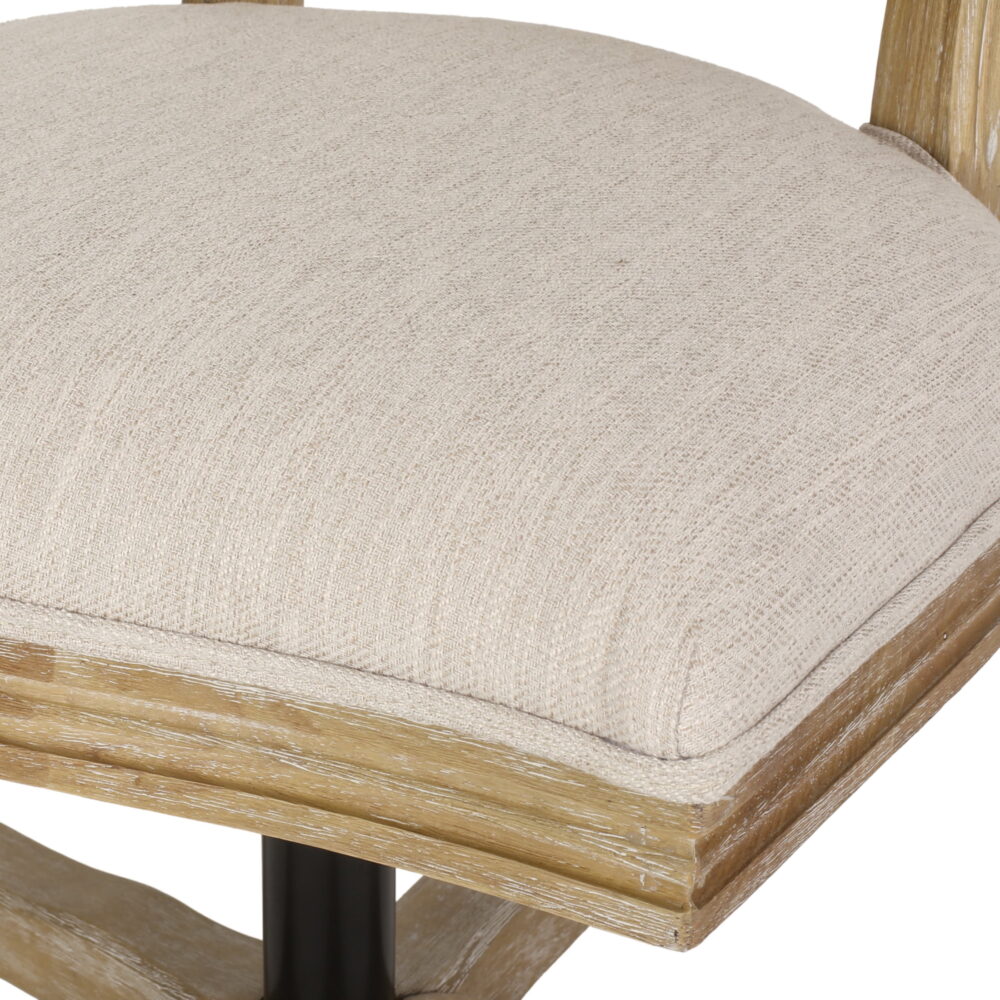 Elliston Upholstered Swivel Office Chair, Beige and Natural - Image 6