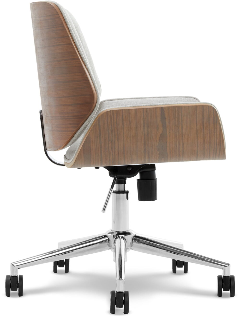 Elle Decor Ophelia Office Chair, Curved Bentwood Low-Back and Seat, Chrome Swivel Base, Woven Fabric, Gray - Image 5