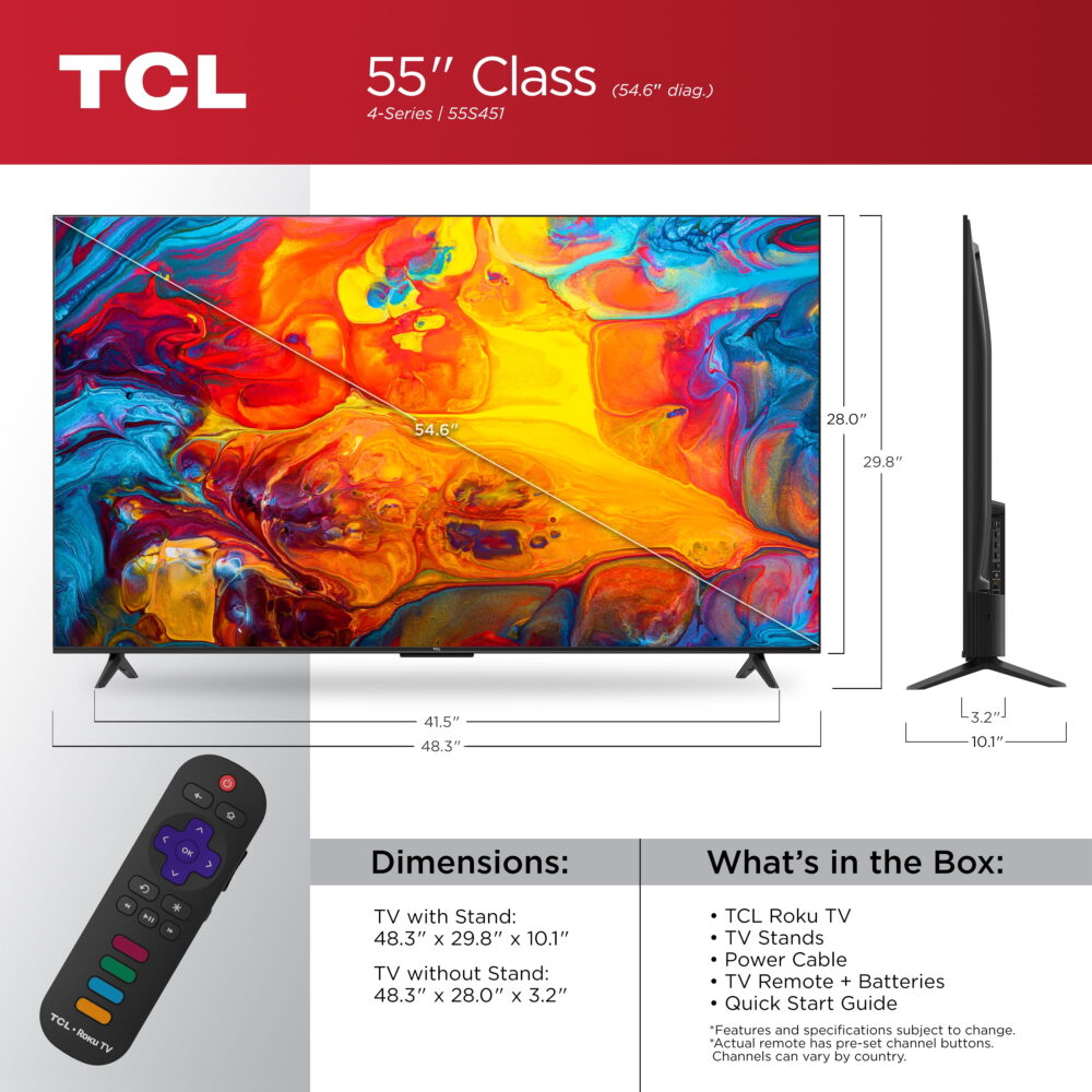 TCL 55” Class S4 (55S451) 4K UHD HDR Smart TV with Roku TV - Image 5