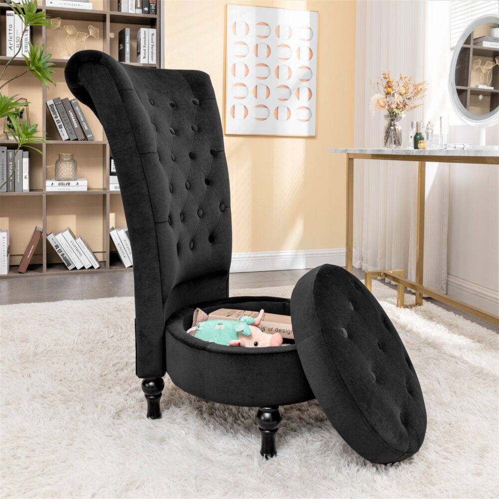 US Pride Furniture Gosser 20" Wide Velvet High Back Vanity Chair for Living Room, Black - Image 4