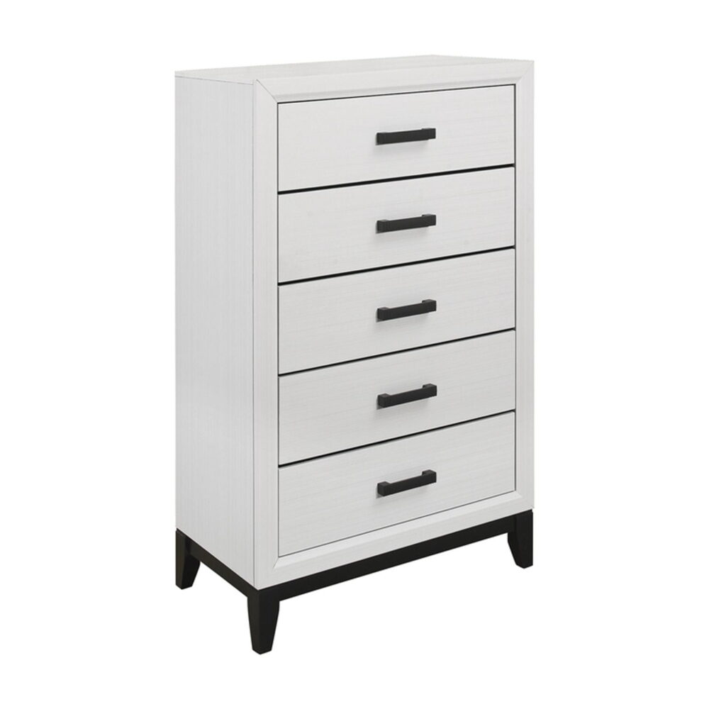Global Furniture USA Kate White and Black 5-Drawer Bedroom Chest - Image 2