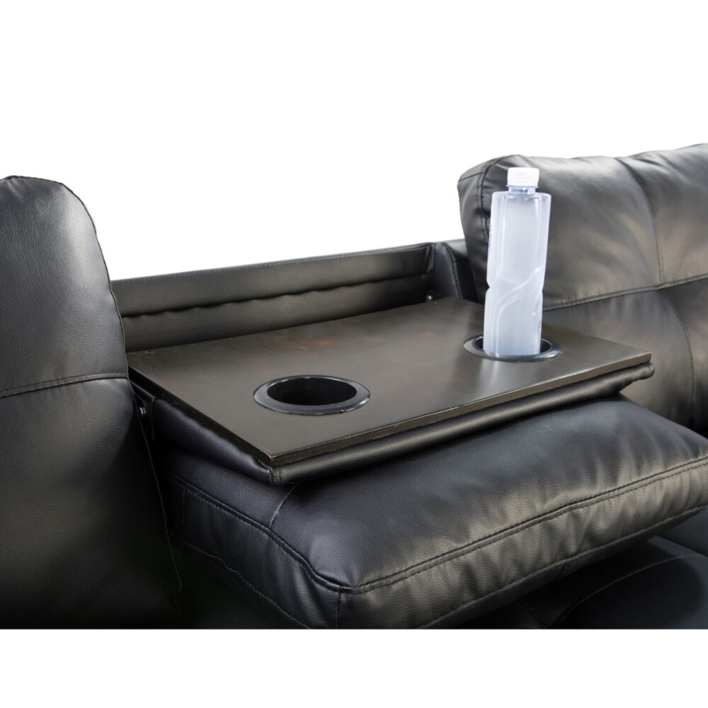 Hommoo Sofa Set, Faux Leather 2-Piece Sofa Living Room Sofa Set,L-Shaped Living Room Sofas,Black - Image 3