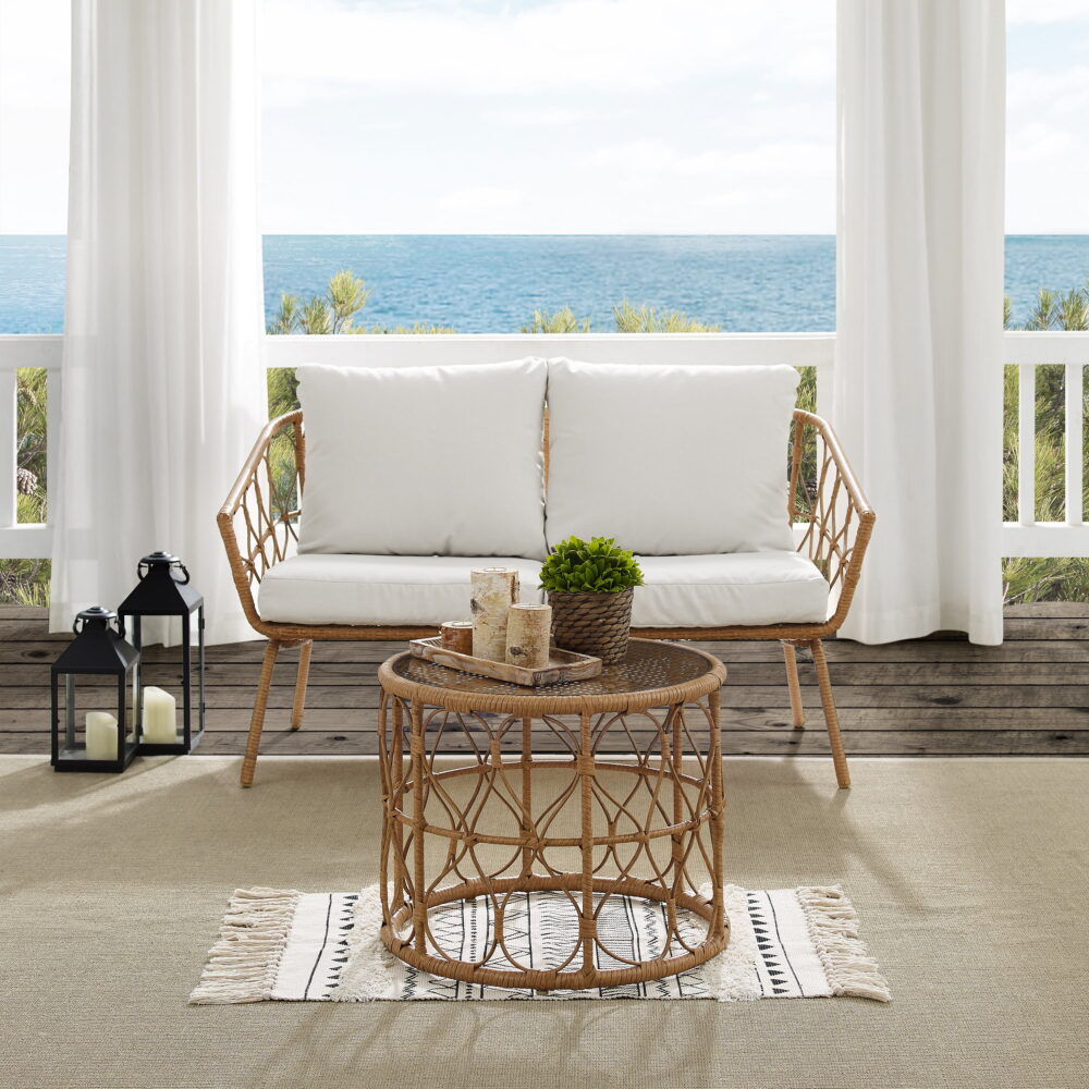 Crosley Furniture Juniper 2-piece Wicker Outdoor Conversation Set in Natural - Image 2