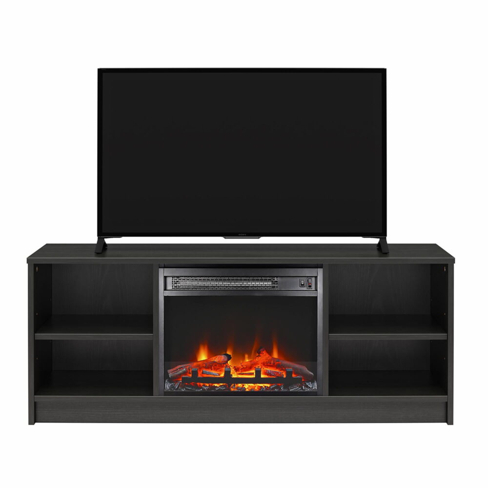 Mainstays Fireplace TV Stand, for TVs up to 55", Black Oak - Image 7