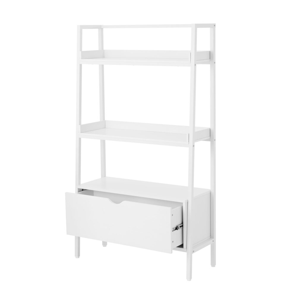 BYO Kids Ladder Bookcase with Drawer, White - Image 4