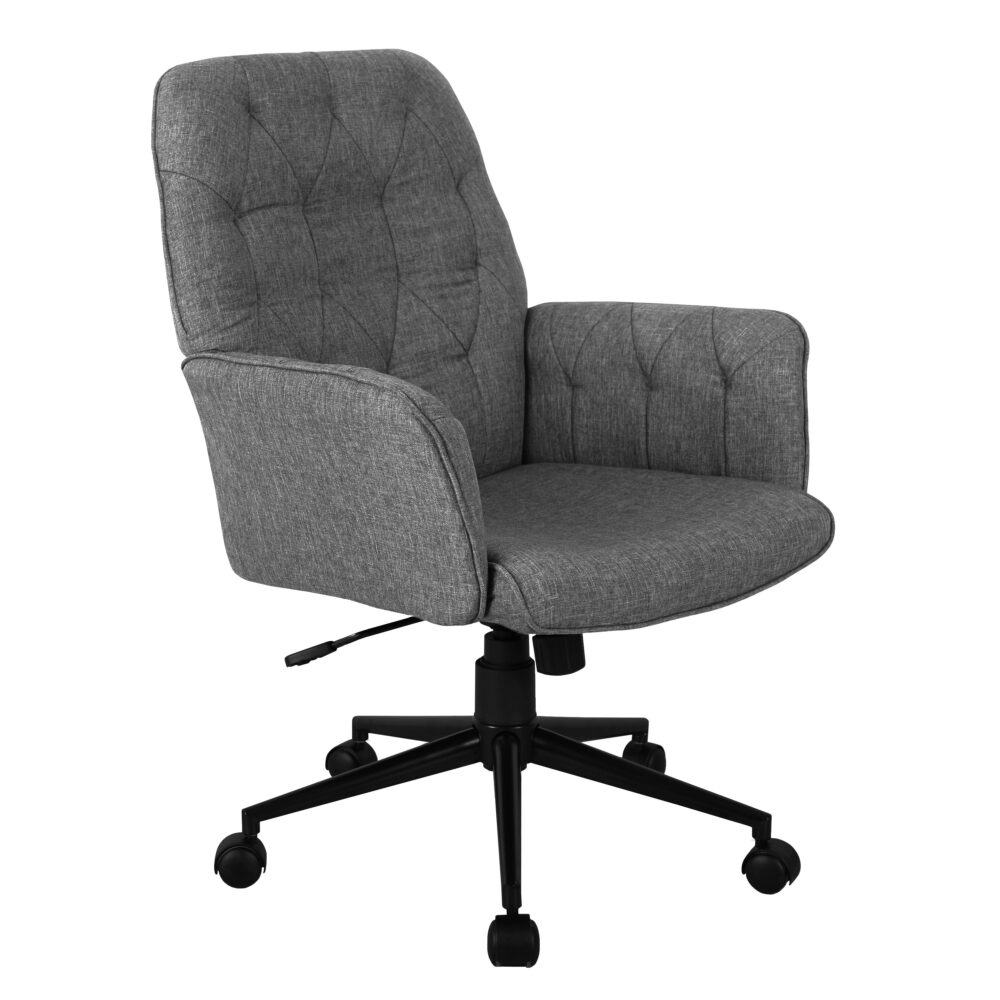 Techni Mobili Modern Upholstered Tufted Executive Chair with Arms, Grey RTA-2024-GRY - Image 2
