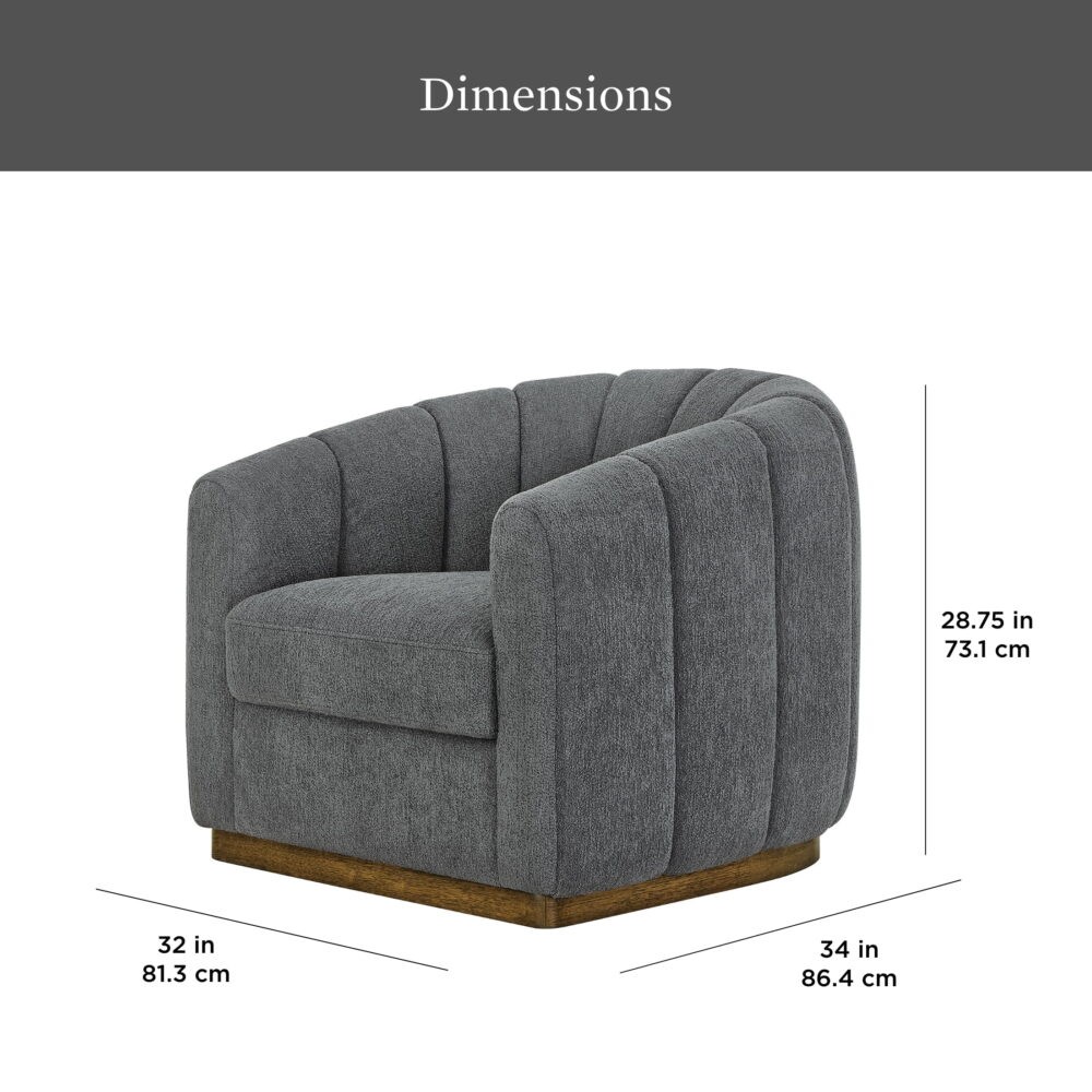 Better Homes & Gardens Lillian Accent Swivel Chair, Charcoal Boucle - Image 3