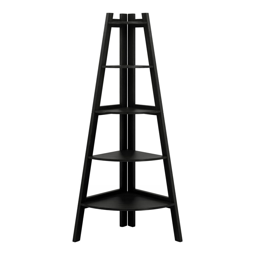 Furniture of America Reno Adult Modern 5-Shelf Corner Bookcase, Black - Image 2