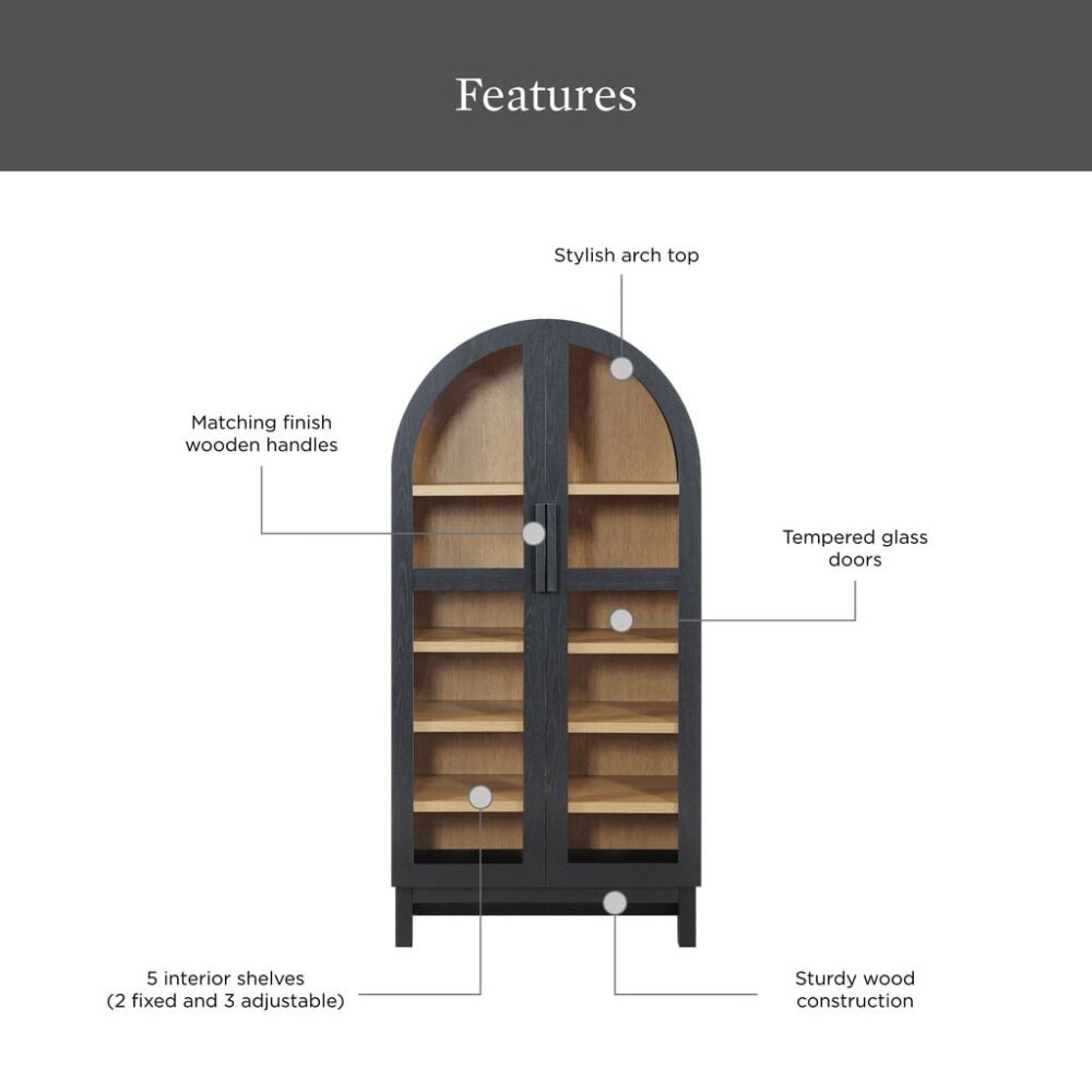 Better Homes & Gardens Juliet Arch Accent Cabinet, Black Finish - Image 4