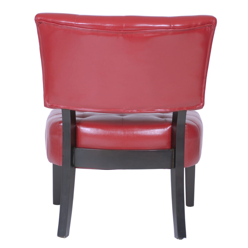 Roundhill Furniture Blended Leather Tufted Accent Chair with Oversized Seating, Red - Image 6