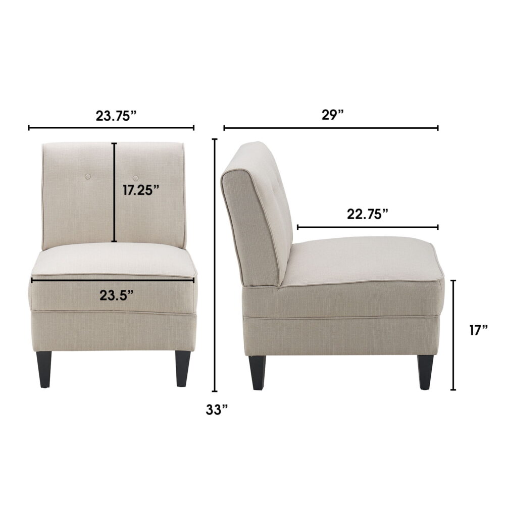 Serta Copenhagen Slipper Chair, Polyester Woven Fabric, Tufted Backrest, Sinuous Spring Cushion Seat Cream - Image 2