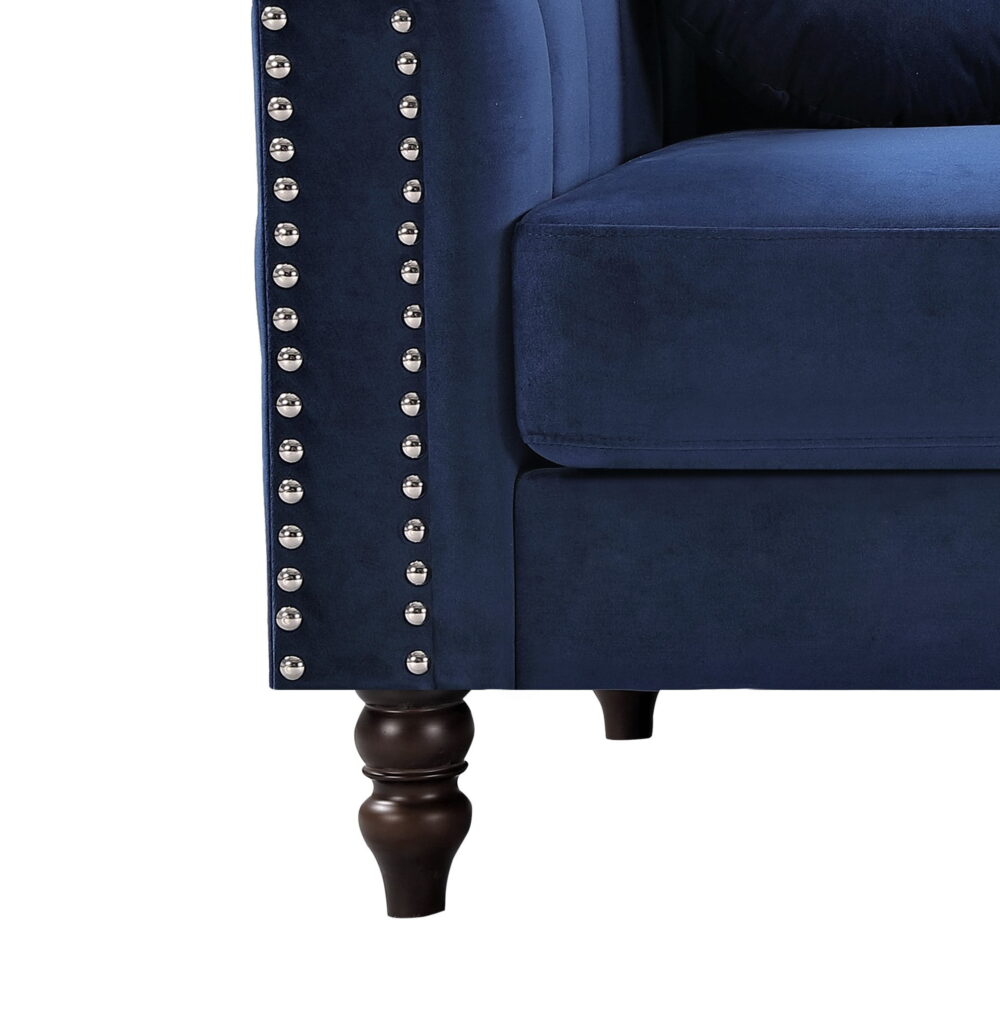 US PRIDE FURNITURE Hills Tufted Back Nailhead 75.2" Sofa-Dark Blue - Image 4