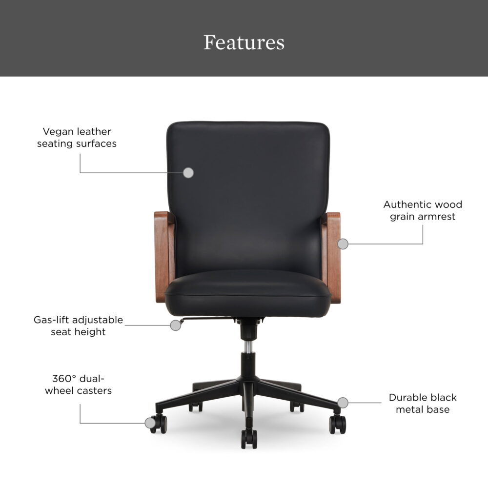 Better Homes & Gardens Ezra Office Chair, Black - Image 3