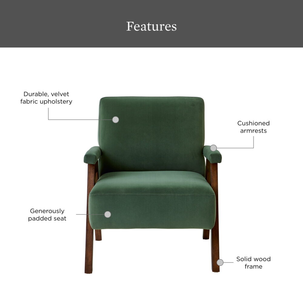 Better Homes & Gardens Ezra Accent Chair, Olive Green - Image 2