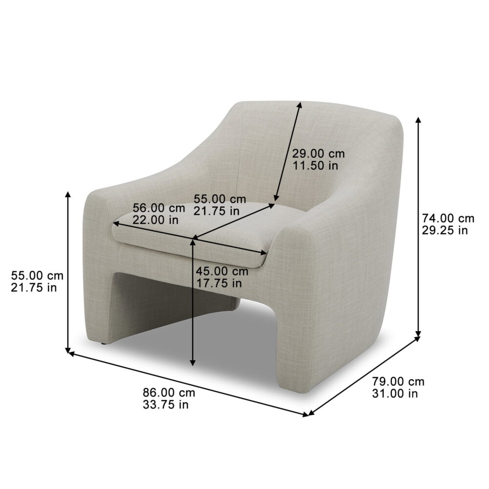 Better Homes & Gardens Emerson Curvy Accent Chair, Cream Linen - Image 2