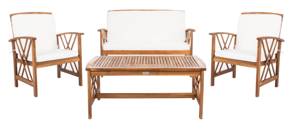 SAFAVIEH 4-Pieces Patio Outdoor Furniture Set, Beige - Image 2