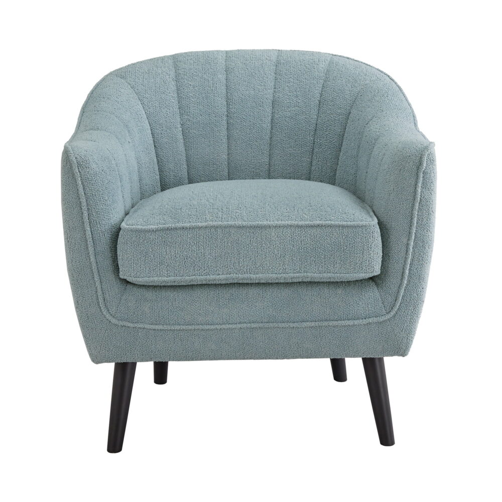 Weston Home Rhyl Mid-Century Modern Channel-Tufted Accent Chair, Blue - Image 4