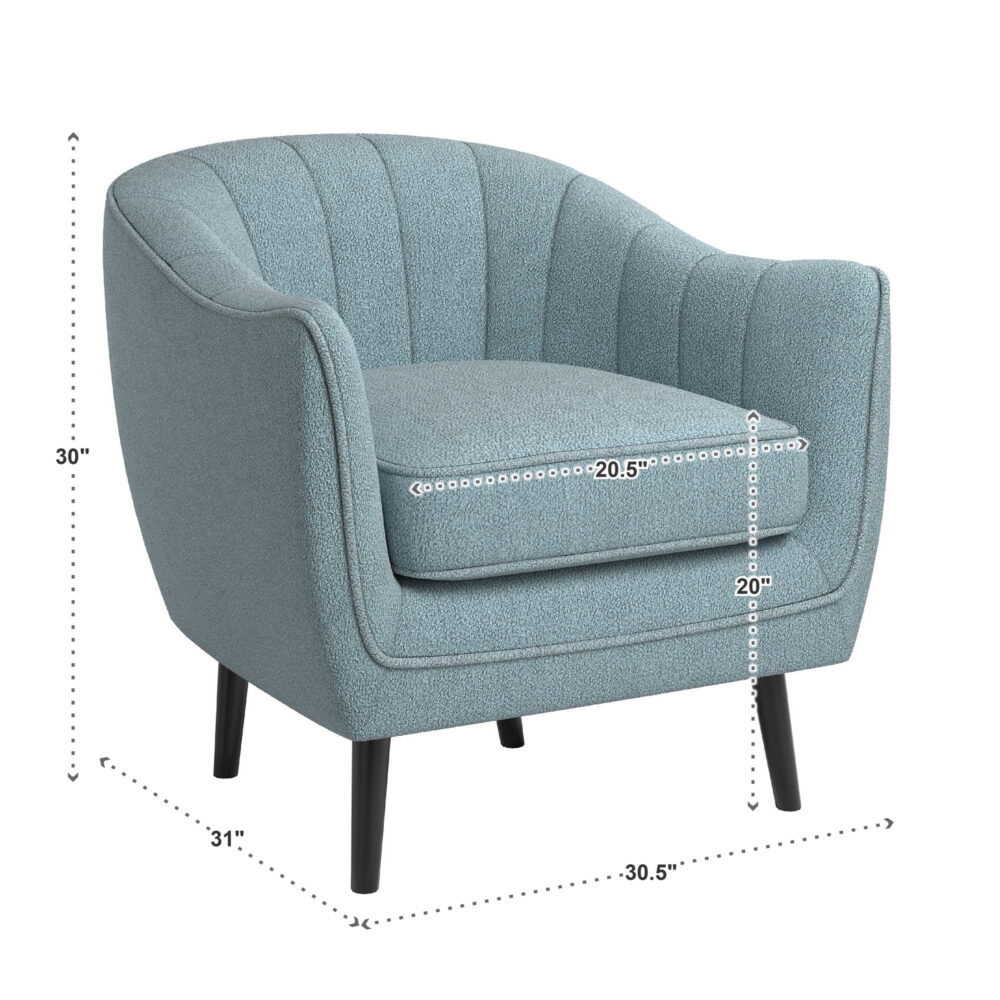 Weston Home Rhyl Mid-Century Modern Channel-Tufted Accent Chair, Blue - Image 5