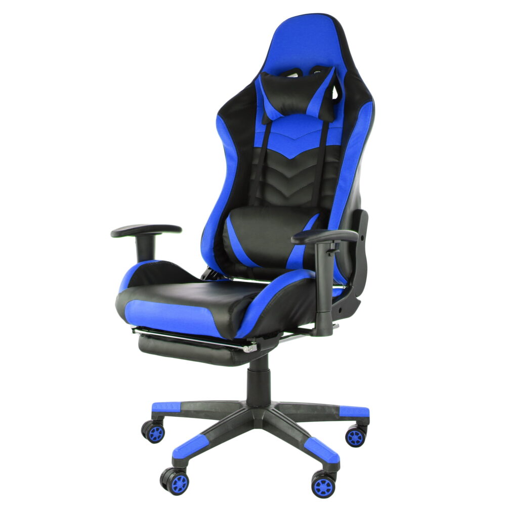 GameFitz  Pleather Gaming Chair in Black and Blue - Image 2