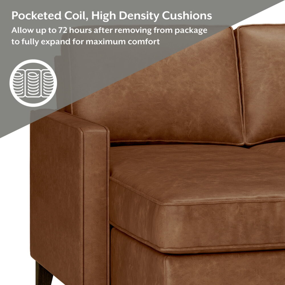Jianna Faux Leather Reversible Sectional, Saddle Brown - Image 5